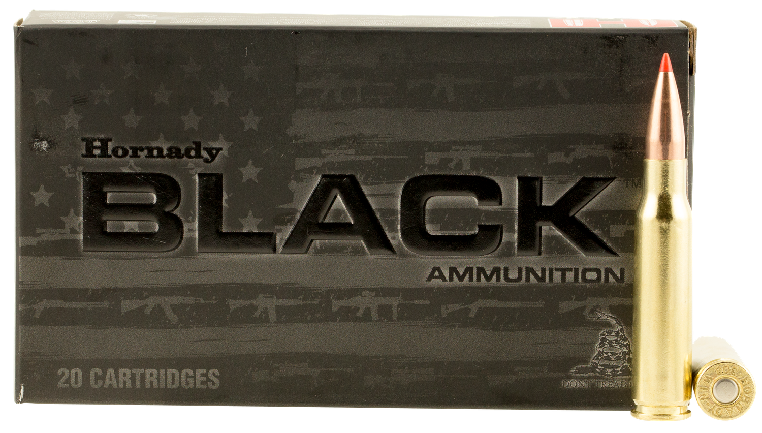 Hornady Black Rifle Ammunition 80971, 308 Winchester, A-Max, 168 GR, 2700 fps, 20 Rd/bx