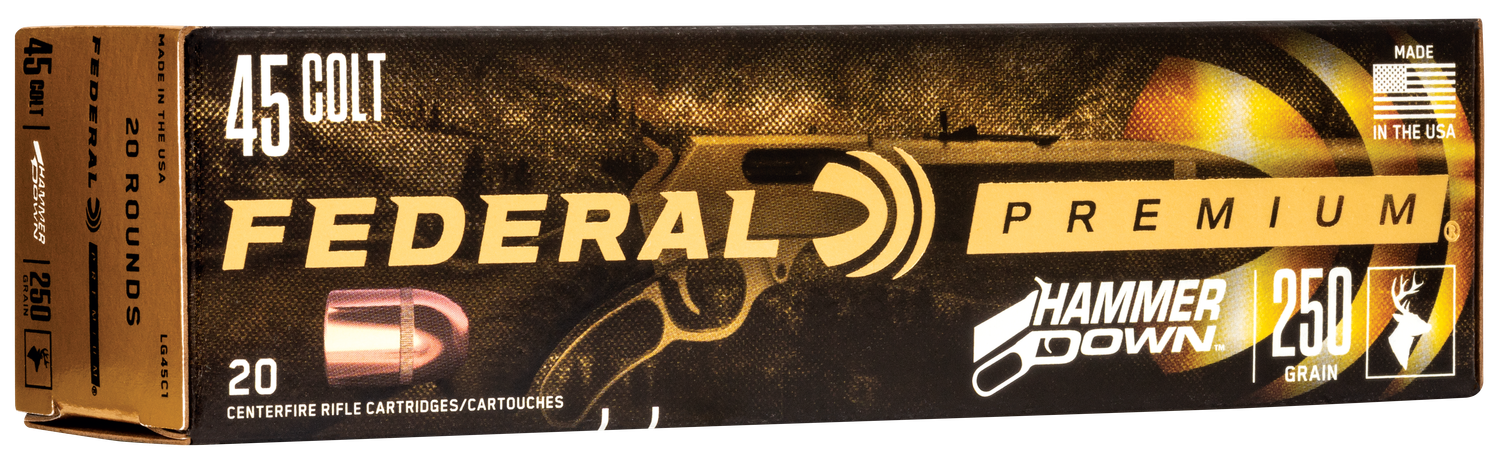 Federal Cartridge Pistol Ammunition LG45C1, 45 Colt LC, 250 gr, 1025 fps, 20 Rd/Bx