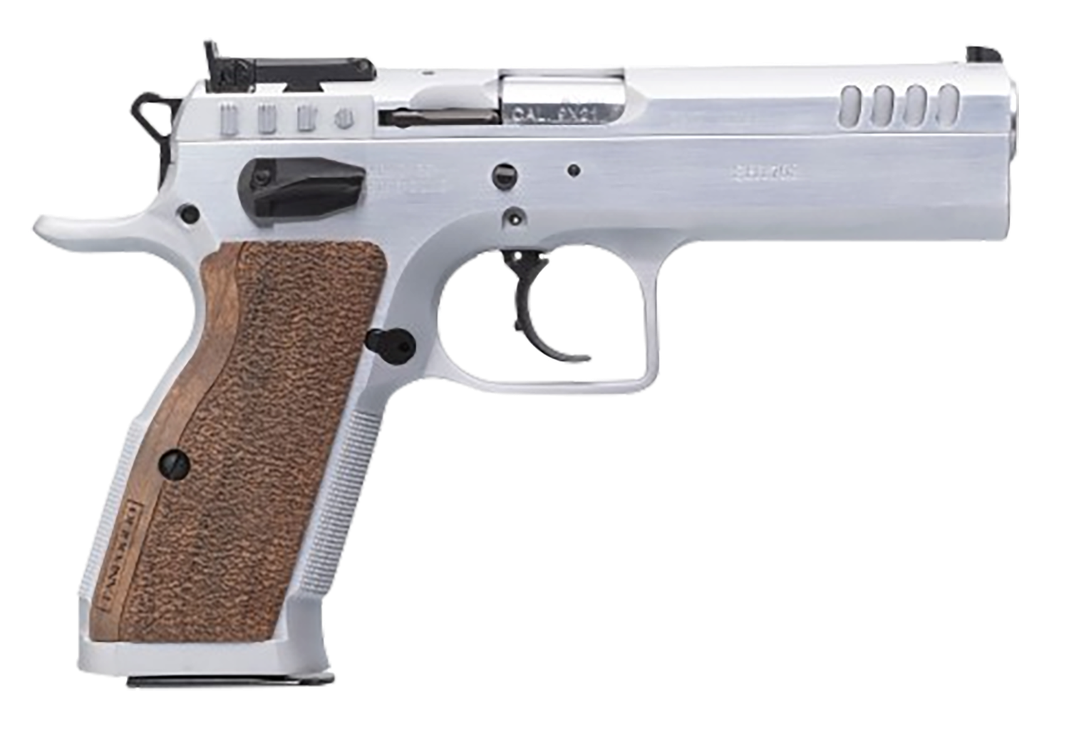 EAA Stock II Competition Pistol TFSTOCK240, 40 S&W, 4.44in, Brown Polymer Grips, Stainless Finish, 12 Rds