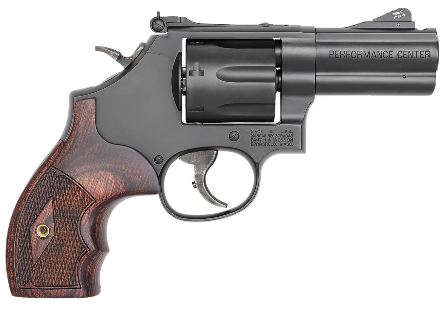 Smith and Wesson M586 Performance Center Revolver 170170, 357 Magnum, 3", Wood Grips, Black Finish, 7 Rds
