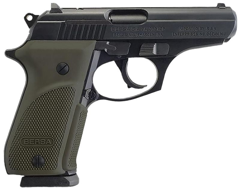 Bersa Thunder Combat Pistol T380PMC, 380 ACP, 3.50in, Olive Wrap-Around Grips, Matte Black Finish, 15 Rds