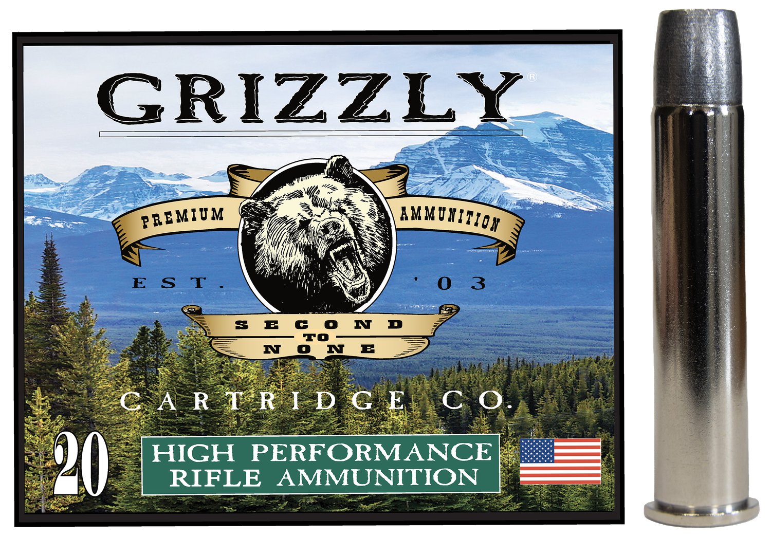 Grizzly Ammunition High Performance Rifle Ammunition GC45/70+P4, 45-70 Gov, Bonded Flat Point, 405 GR, 20 Rd/bx