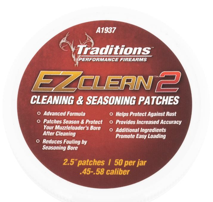 Traditions A1937 EZ Clean 2 Cleaning Patches 45/58 Cal 2.5" patches 50 Pkg