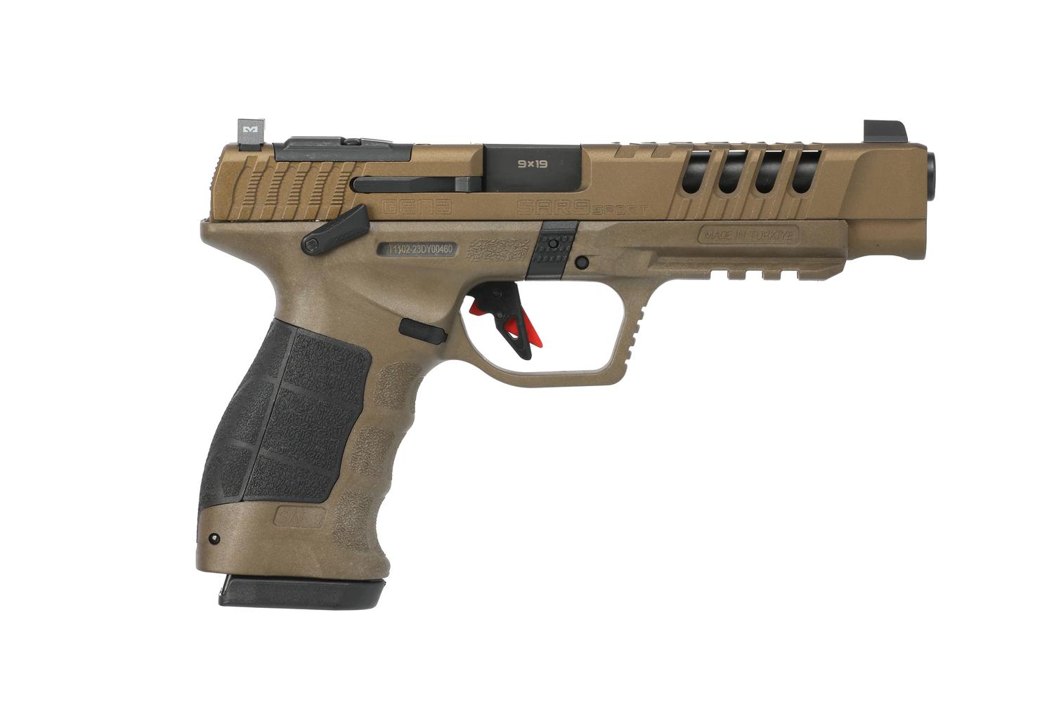 SAR USA SAR9 Sport Gen 3 Pistol SAR9SPTG3BR, 9mm, 5.2in, Bronze Polymer Grips, 19 Rds