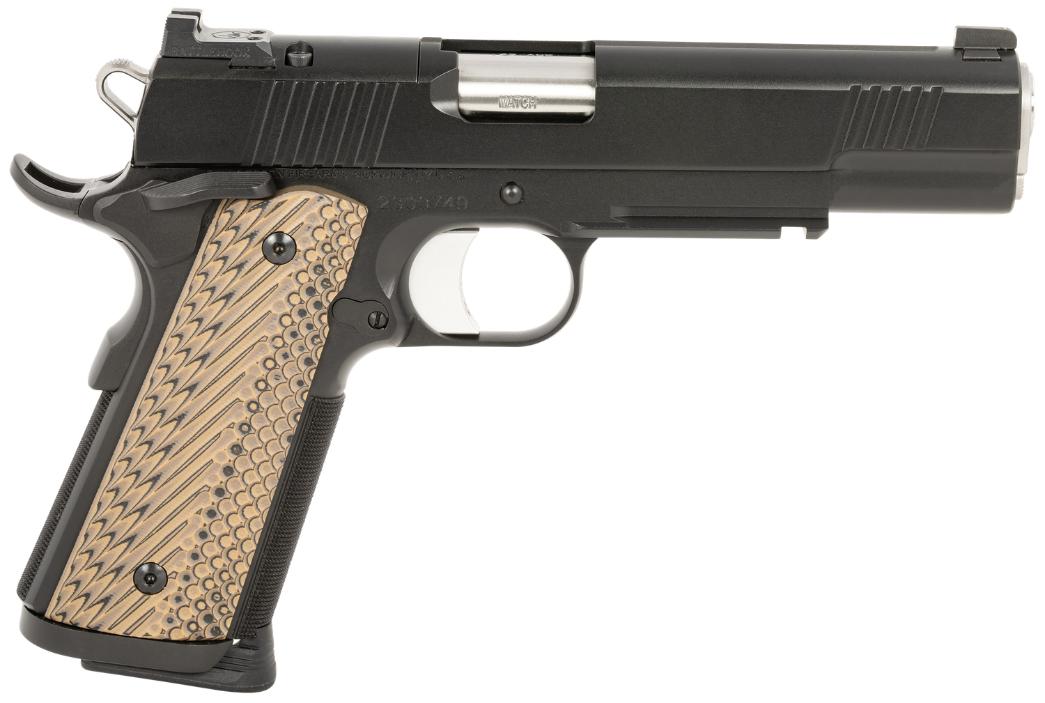 Dan Wesson 1911 Specialist Semi Auto Pistol 01799, 45 ACP, 5", OR, Black/Brown G10 Grips, Black Duty Finish, 8 Rds