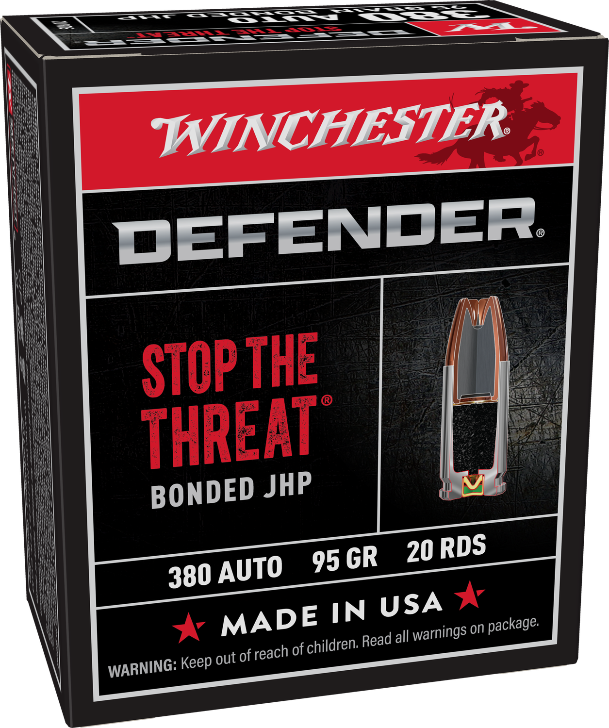 Winchester Supreme Elite Pistol Ammunition S380PDB, 380 ACP, Bonded PDX1, 95 GR, 1000 fps, 20 Rd/bx