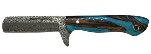 Whiskey Bent Knives Bullcutter Knife Damascus Blade, Spring Branch Handle (WB40-60)