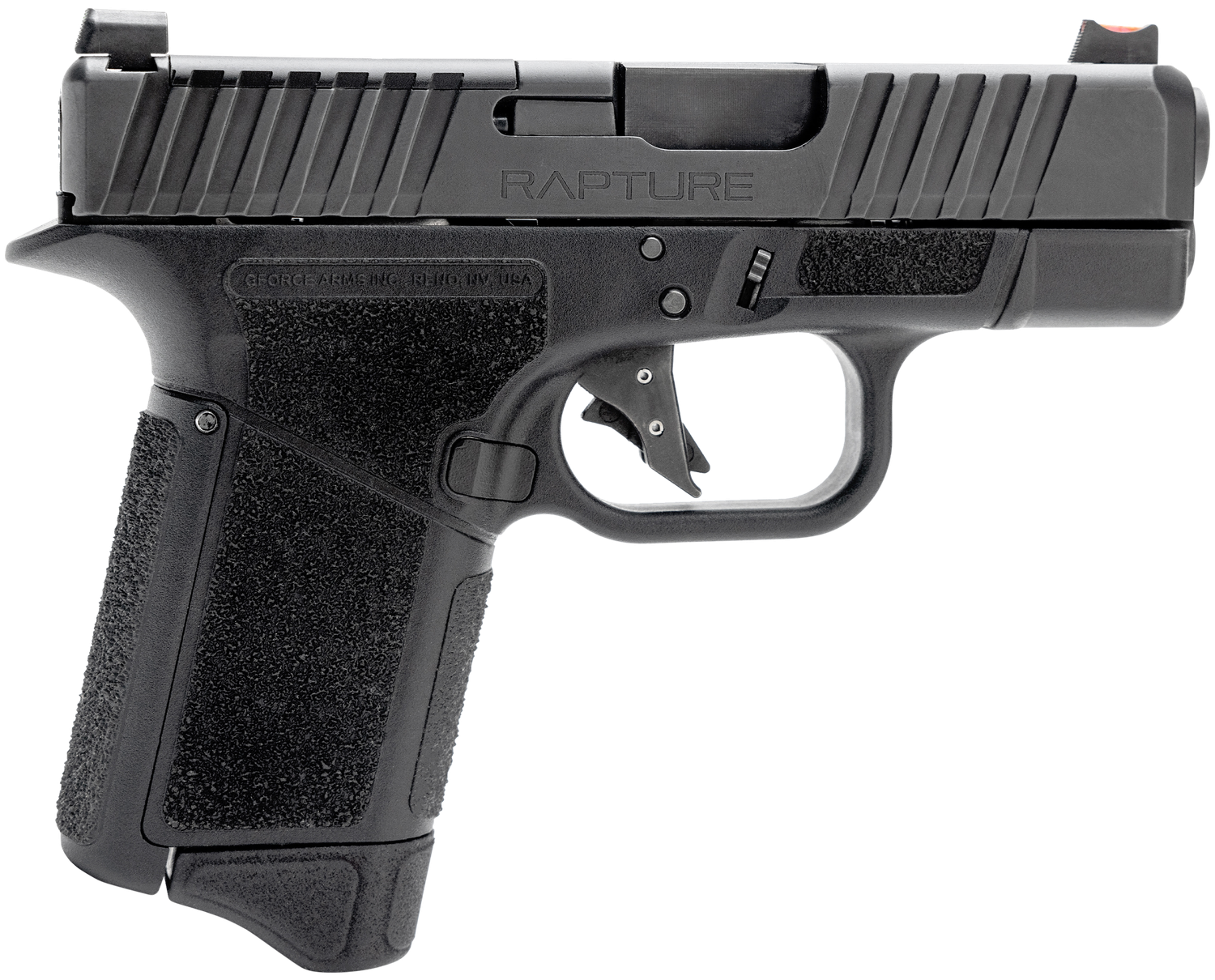 GForce Rapture Optic Ready Pistol GF932512, 9mm Luger, 3.25in, Black Textured Grips, Black Cerakote Finish, 12 Rds