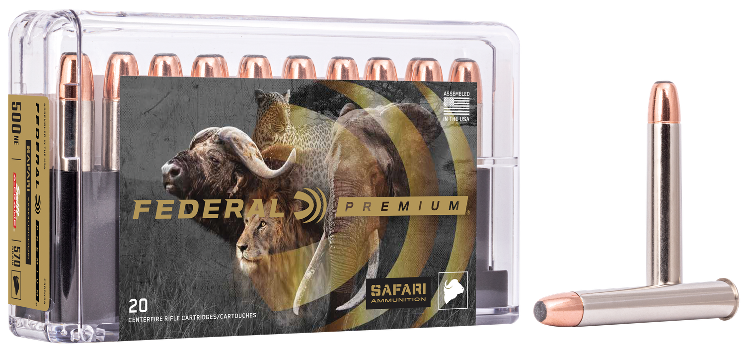 Federal Premium Cape-Shok Ammo P500NSA, 500 Nitro Express, Swift A-Frame, 570 GR, 2100 fps, 20 Rd/bx