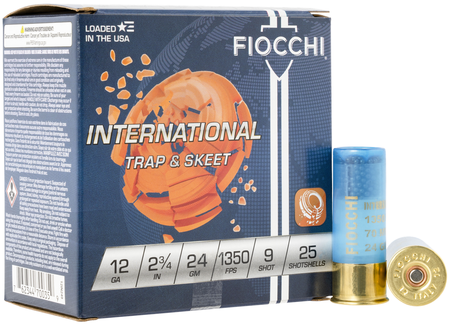 Fiocchi Premium Target 12IN249, 12 Gauge, 2-3/4", 24 grams, 1350 fps, #9 Lead Shot, 25 Rds/Bx