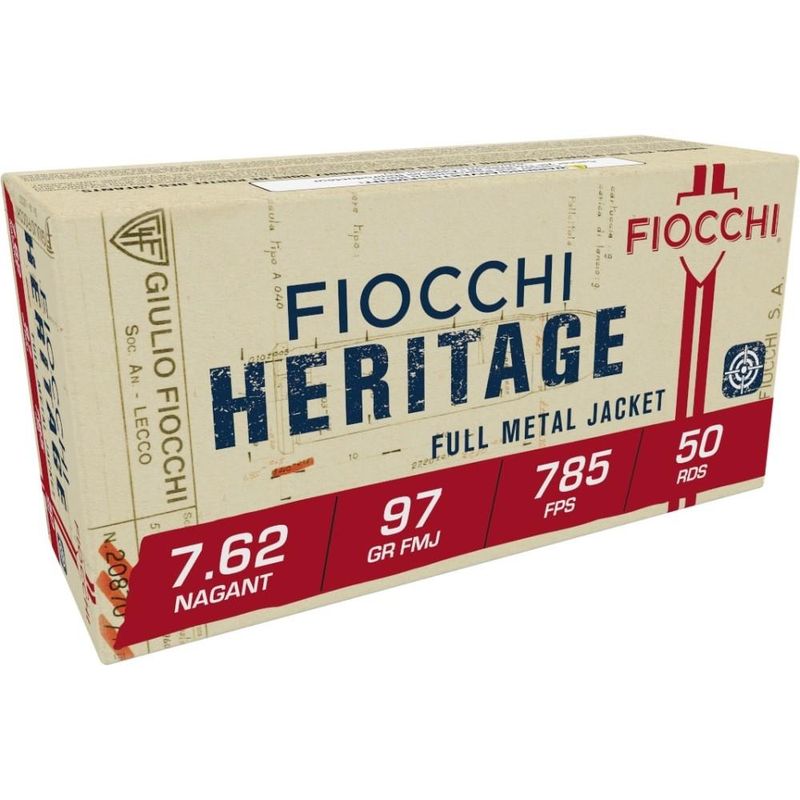 Fiocchi Shooting Dynamics Specialty Pistol Ammunition 762A, 7.62 mm Nagant, Metal Case (MC), 97 GR, 1082 fps, 50 Rd/bx