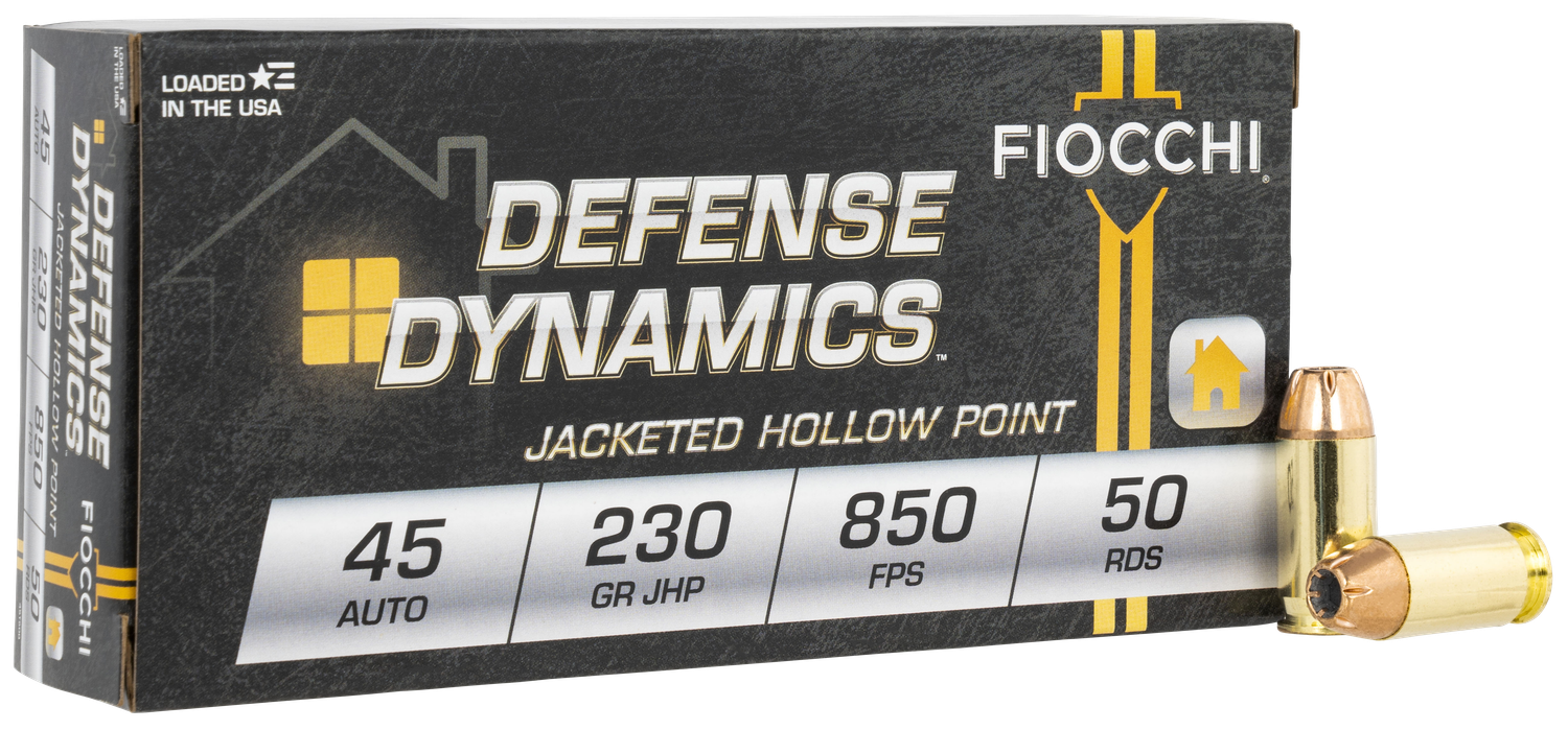Fiocchi Shooting Dynamics Pistol Ammunition 45T, 45 ACP, Jacketed Hollow Point (JHP), 230 GR, 850 fps, 50 Rd/bx