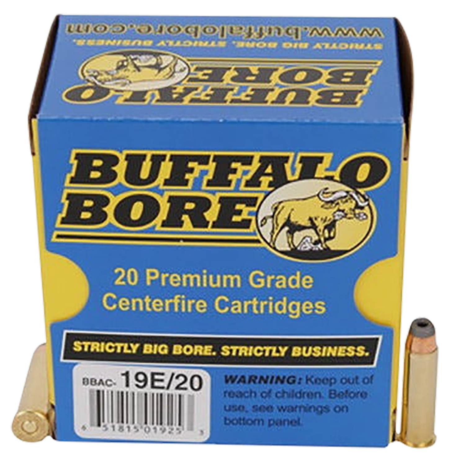 Buffalo Bore Handgun Ammunition 19E/20, 357 Magnum, Jacketed Hollow Point (JHP), 158 GR, 1100 fps, 20 Rd/Bx