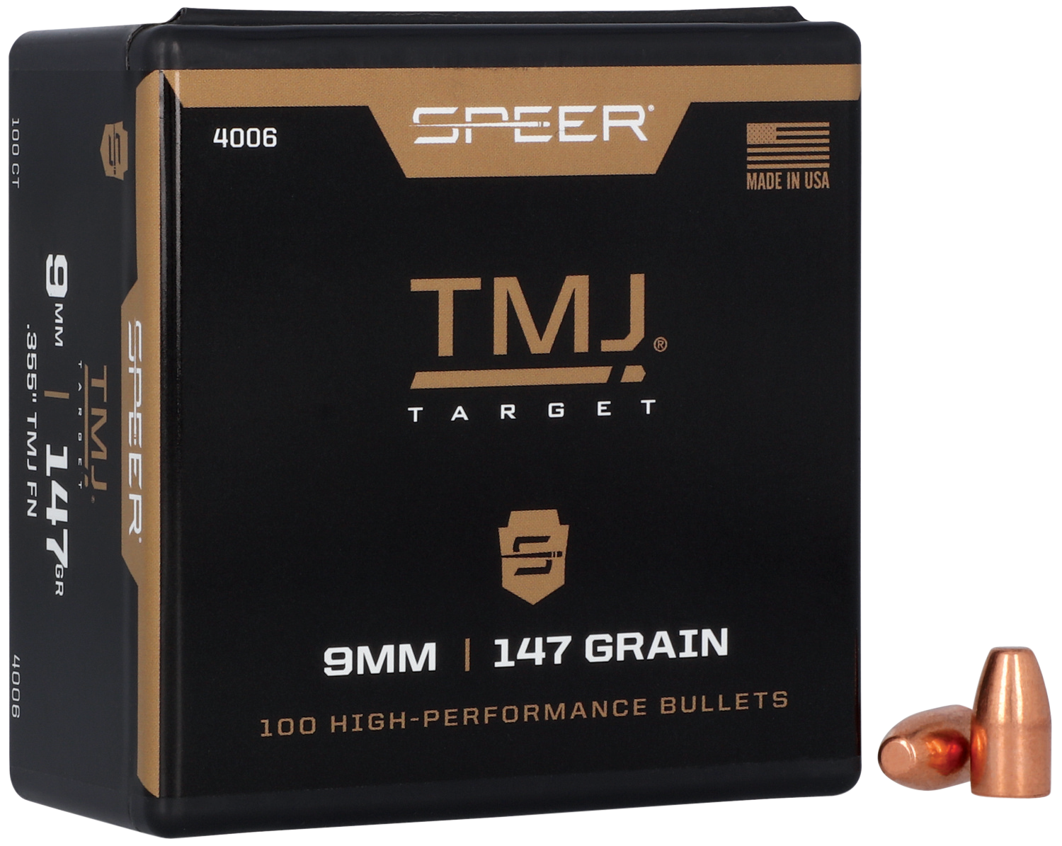 Speer 9MM Caliber 147 Grain Encase Uni-Core Full Metal Jacket 100/Box (4006), Not Loaded