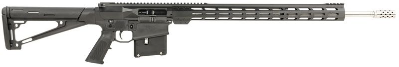 Great Lakes AR-10 Rifle GL10LA7REMSSBLK, 7mm Rem, 24", 20" M-Lok Handguard Fixed Hogue OverMolded Stock, 5 Rds