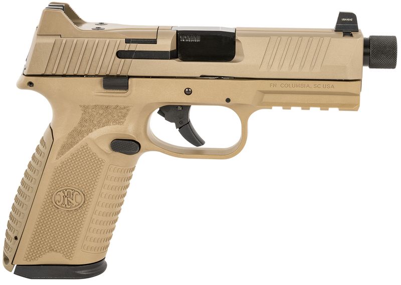FN Herstal 510 Tactical Optic Ready Pistol 66101378, 10mm Auto, 4.71in, FDE Textured w/Interchangeable Backstrap, Flat Dark Earth Finish, 10 Rds