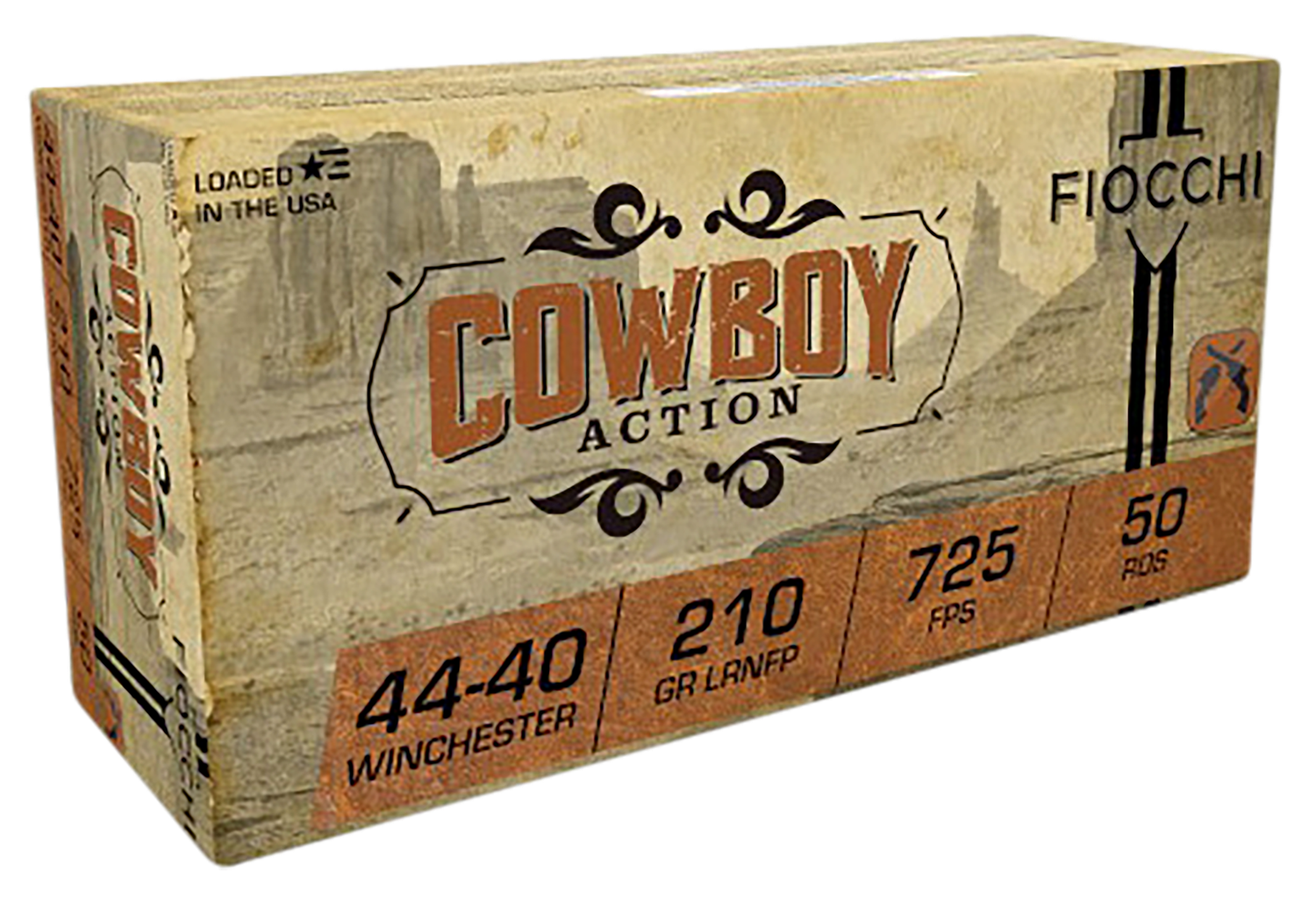 Fiocchi Shooting Dynamics Cowboy Ammunition 4440CA, 44-40 Winchester, Lead Round Nose Flat Point, 210 GR, 820 fps, 50 Rd/bx