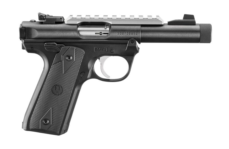 Ruger Mark IV Pistol 40190, 22 LR, 4.4", Black Polymer Grips, Black Hard Coat Anodized Finish, Silver Rail, 10 Rd