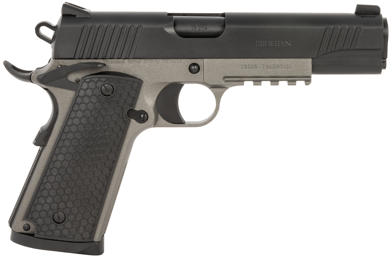 EAA MC1911 S Untouchable Pistol 392062, 45 ACP, 5in, Black Polymer Grips, Stainless Finish, 8 Rds