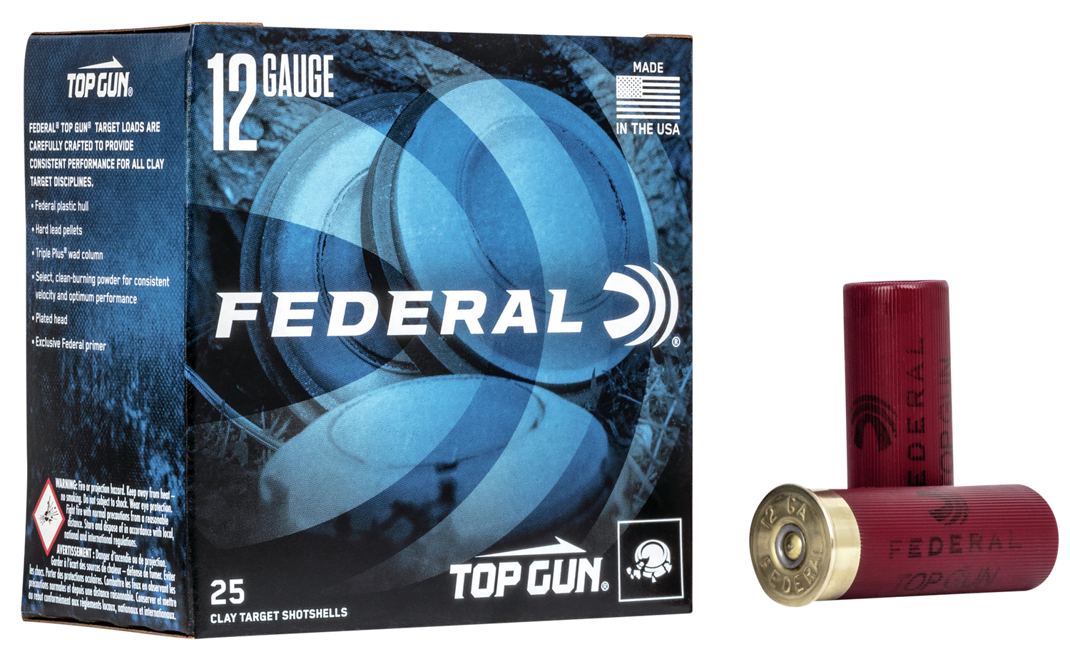 Federal Premium Top Gun Target Shotshells TGL1275, 12 Gauge, 2-3/4", 1-1/8 oz, 1145 fps, #7.5 Lead Shot, 25 Rds/Bx