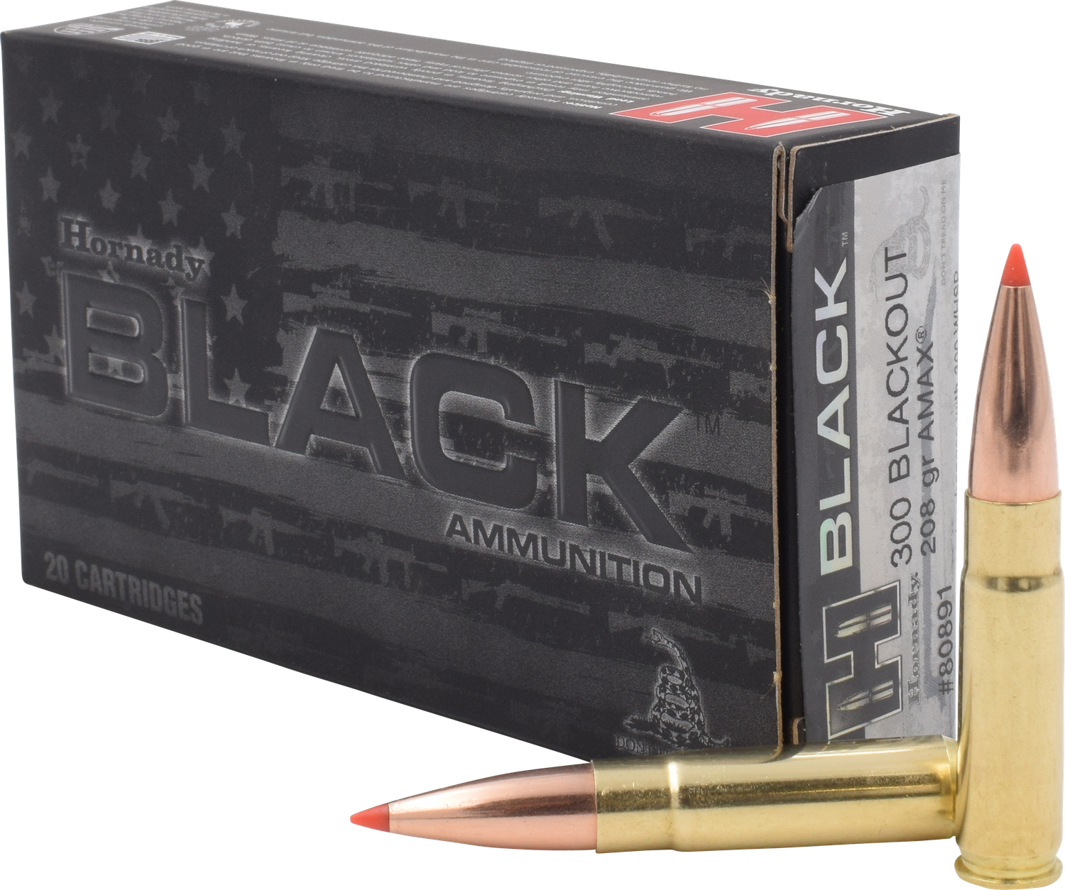 Hornady Black Rifle Ammunition 80891, 300 AAC Blackout, A-Max, 208 GR, 1020 fps, 20 Rd/bx