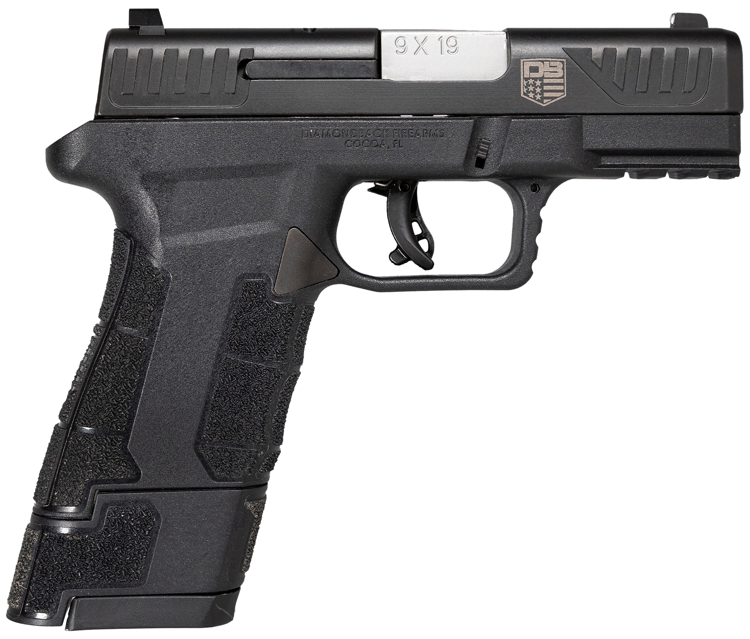 Diamondback AM2 Sub-Compact Pistol DB0300P001, 9mm Luger, 3.50in, Black Polymer Frame w/Picatinny Rail & Polymer Grips, Black Finish, 12 Rds
