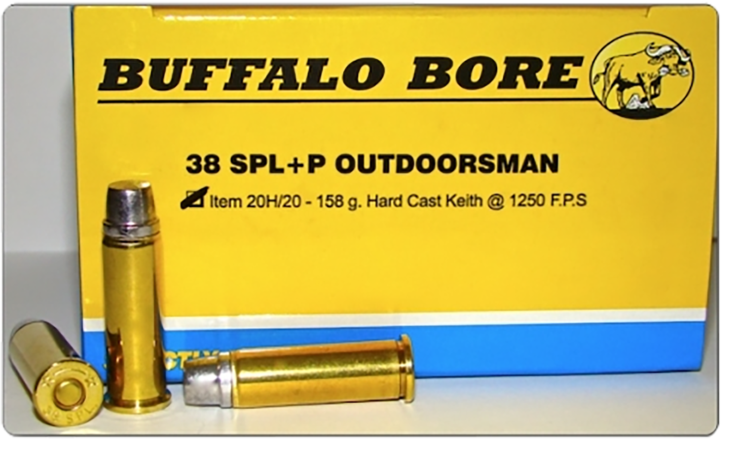 Buffalo Bore Handgun Ammunition 20H/20, 38 Special +P, Hard Cast, 158 GR, 1250 fps, 20 Rd/Bx