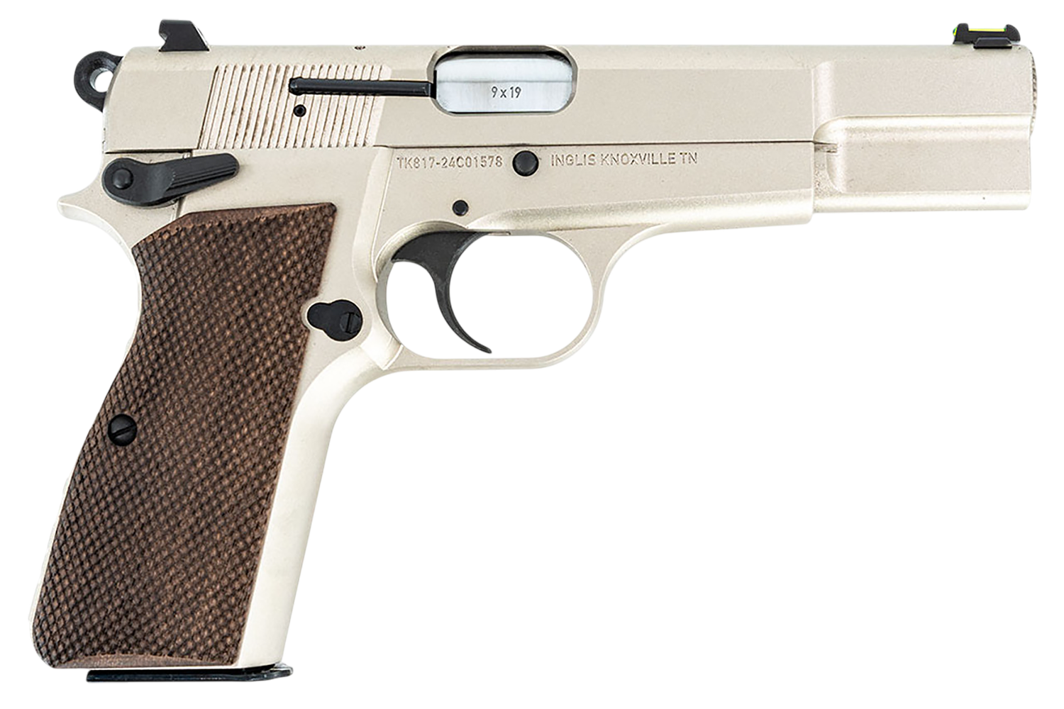 Tisas P-35 P-35 Pistol 12000001, 9mm Luger, 4.70in, G10 Grips, Satin Nickel Finish, 15 Rds