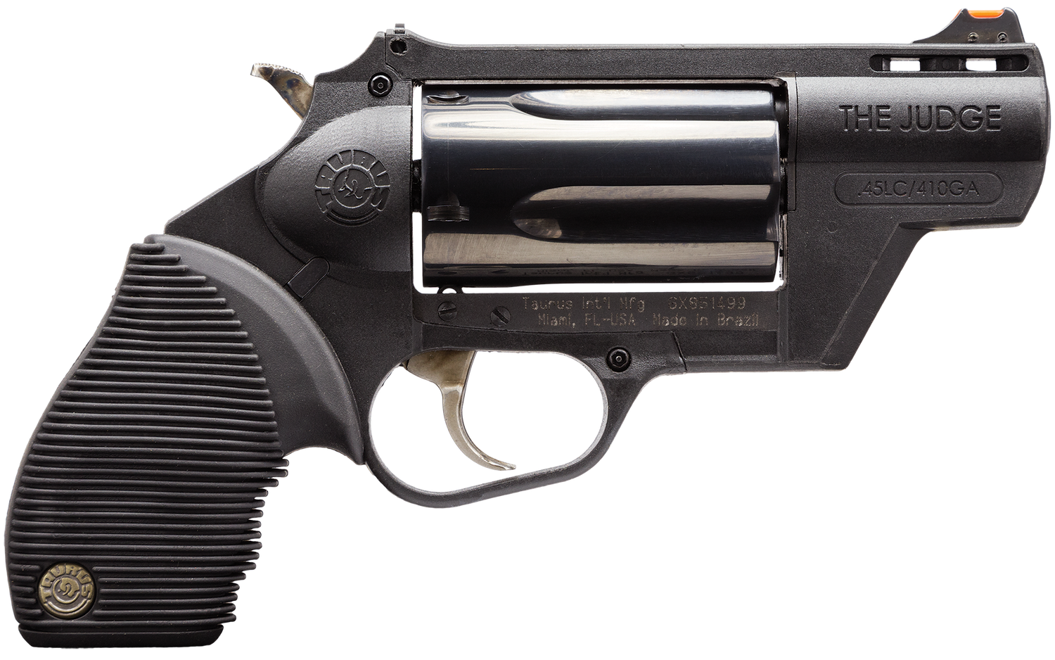 Taurus 45/410 Judge Public Defender Revolver 2441021PFS, 410 Guage / 45 Long Colt, 2 in, Polymer Grip, Blue Finish, 5 Rd