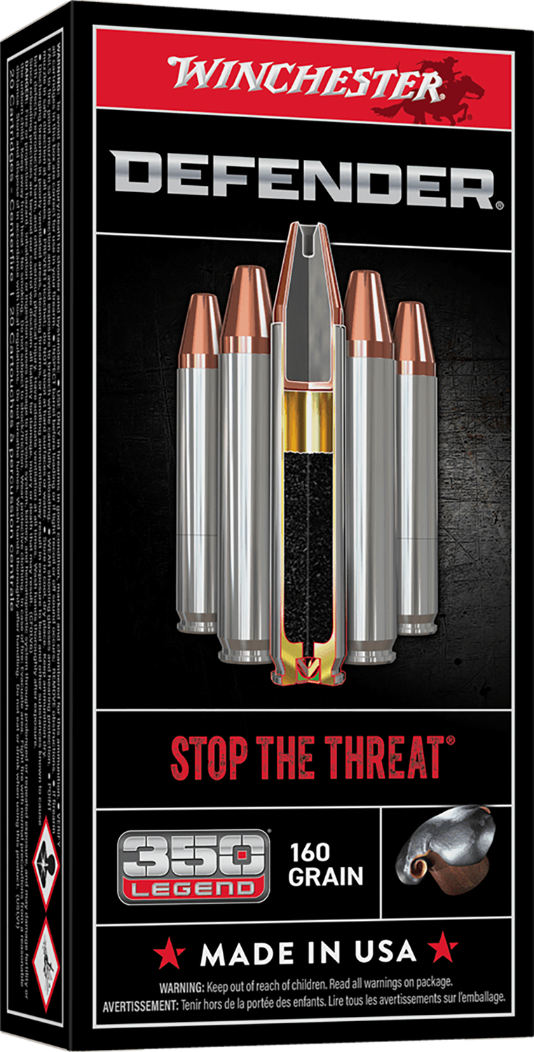 Winchester Defender Rifle Ammunition S350PDB, 350 Legend, Bonded Protected Hollow Point, 160 gr, 1759 ft lbs, 20 Rd/Bx