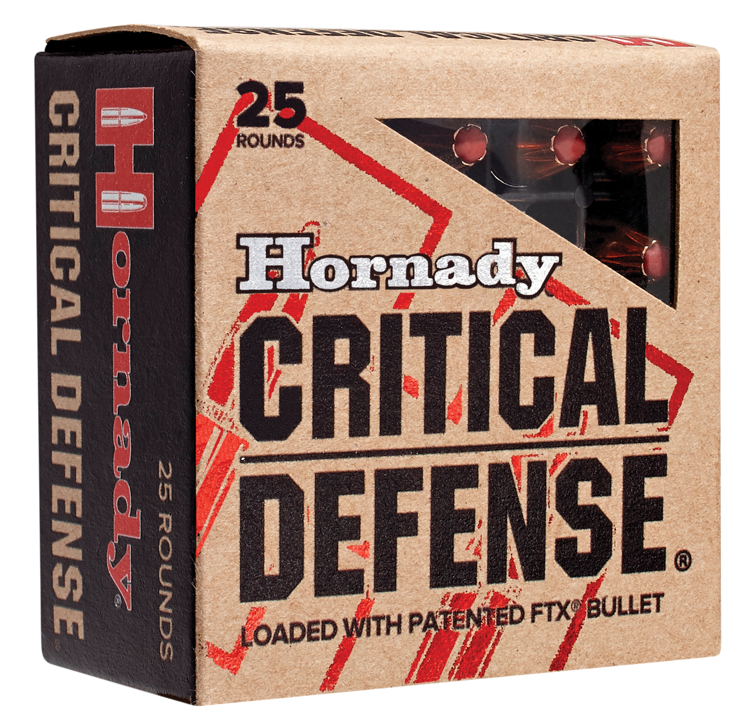 Hornady Critical Defense Pistol Ammunition 90061, 327 Federal Magnum, 80 Grain, FTX, 25 Rds/Bx