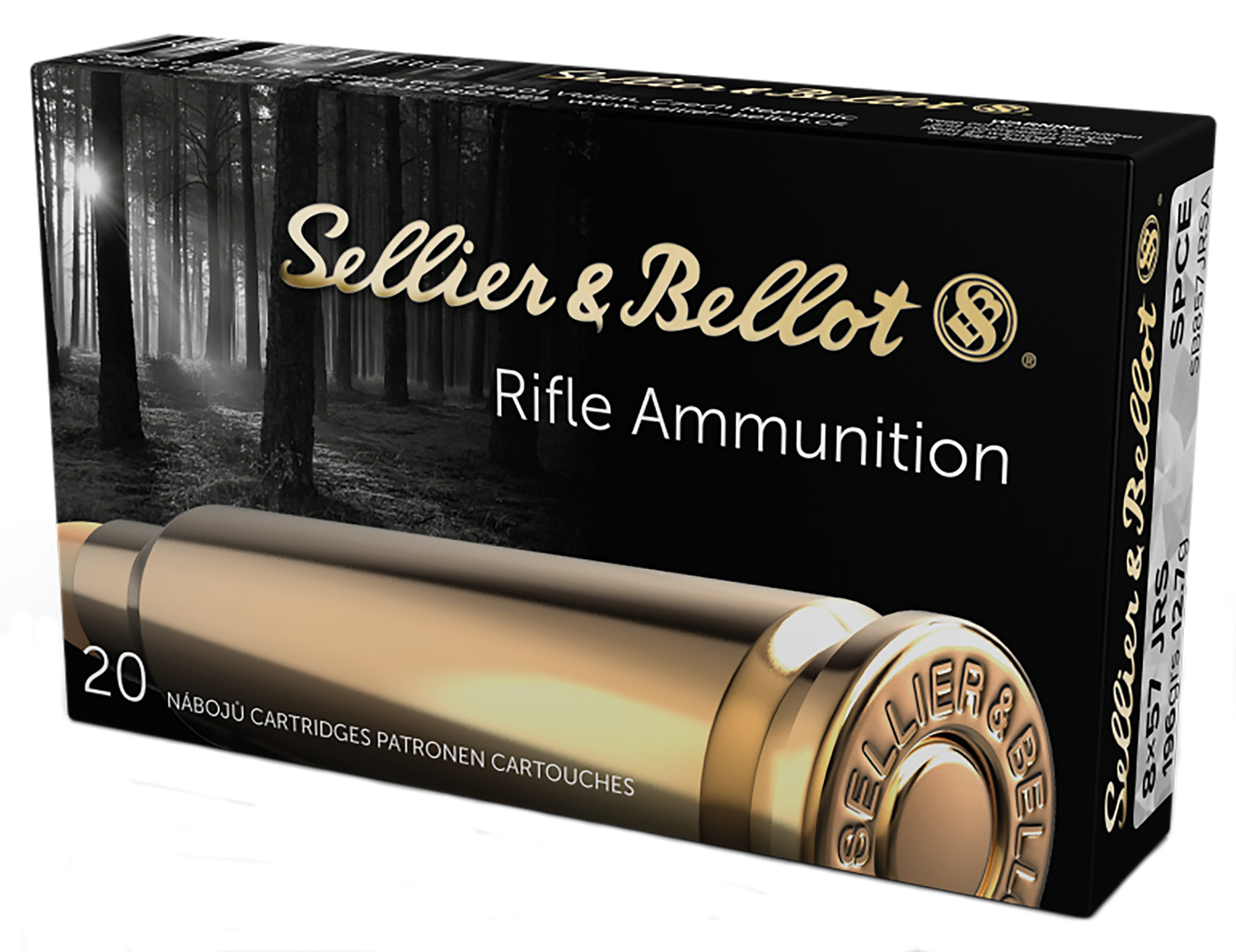 Sellier & Bellot Rifle Ammunition SB857JRSA, 8x57 JRS, Soft Point Cutting Edge, 196 GR, 2096 fps, 20 Rd/bx