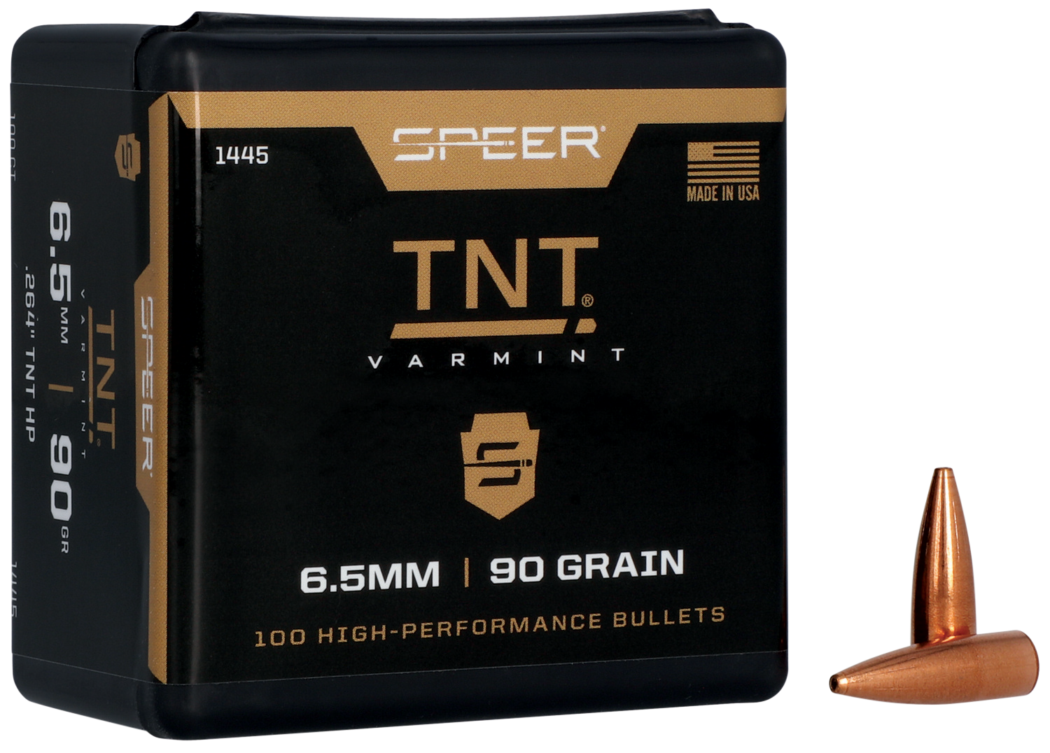 Speer 264 Caliber 90 Grain TNT Hollow Point 100/Box (1445), Not Loaded