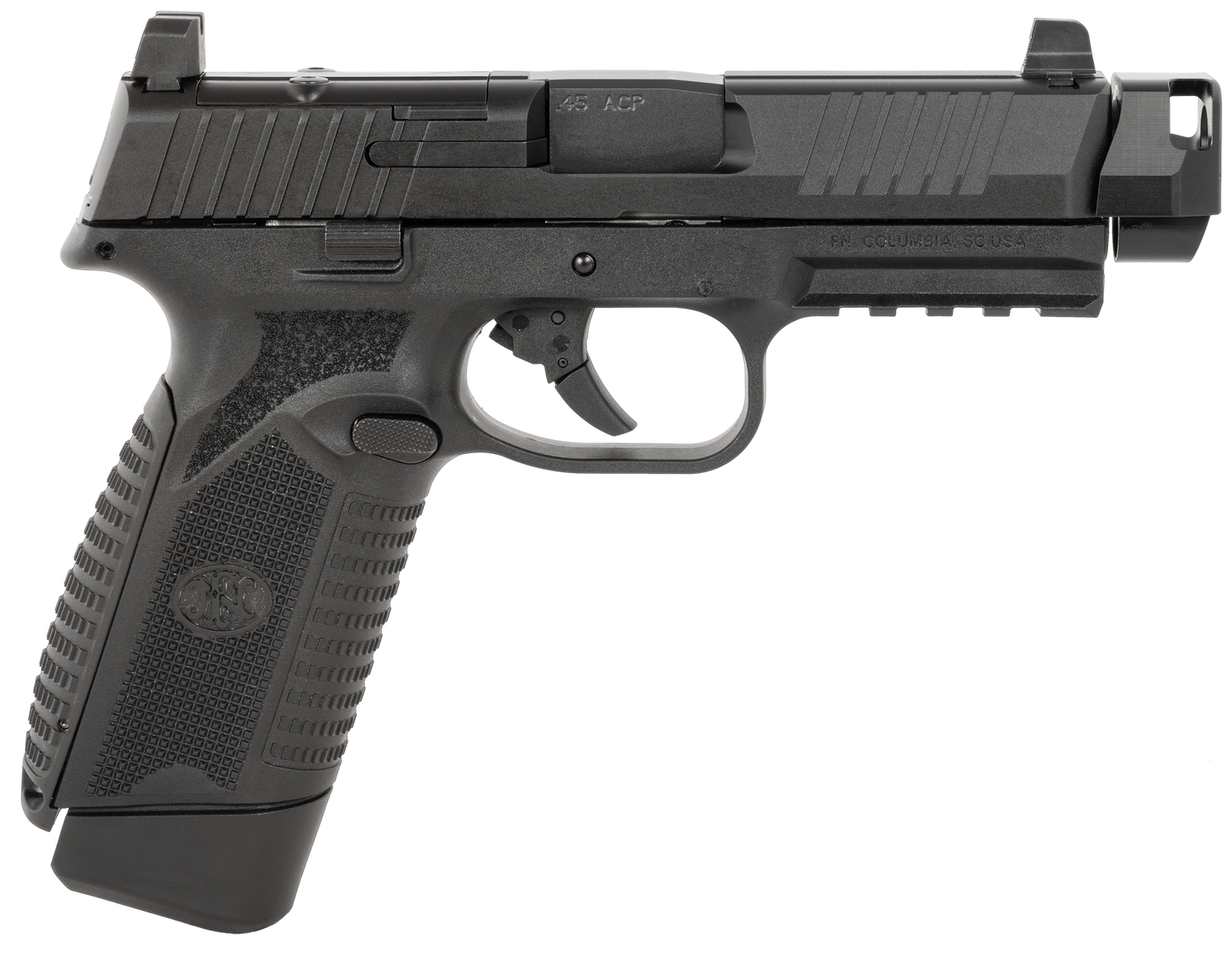 FN Herstal 545 MRD Compensated Optic Ready Pistol 66102135, 45 ACP, 4.43in, Interchangeable Backstrap, Black Finish, 15 Rds