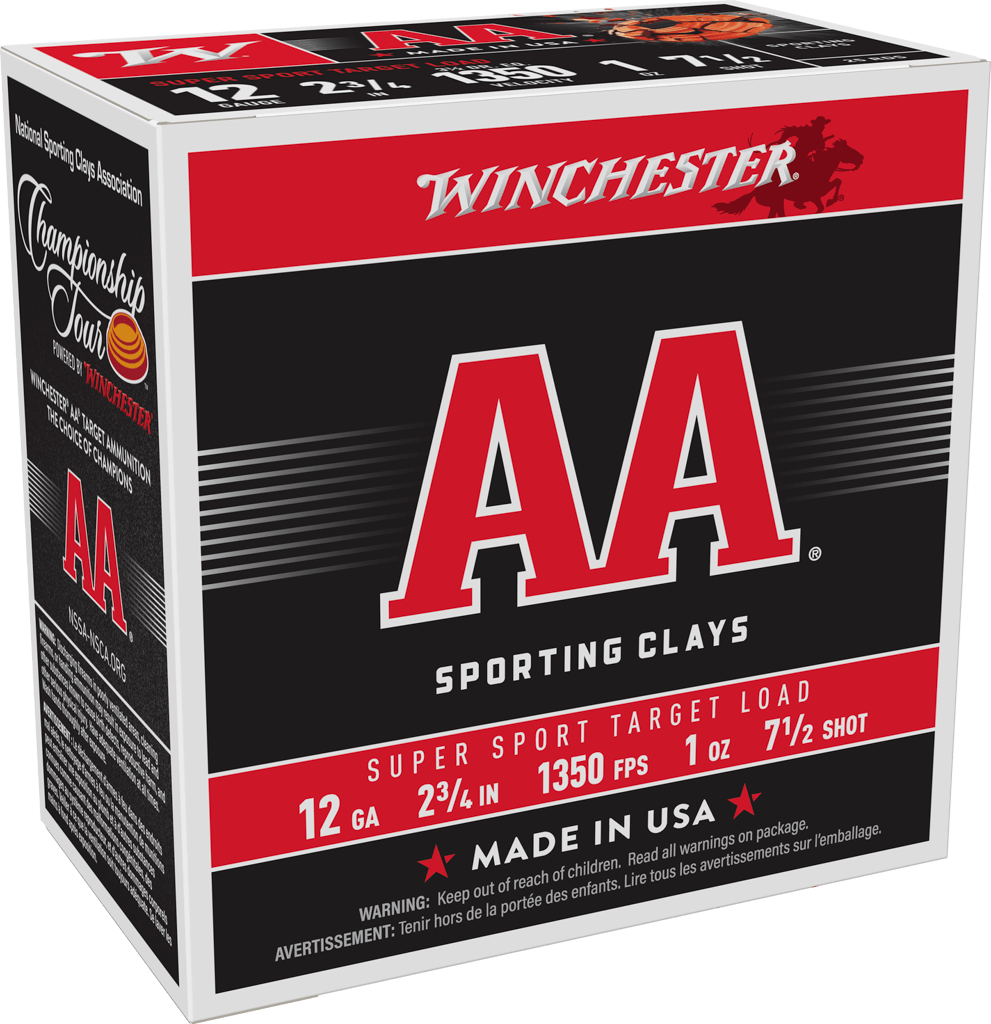 Winchester AA SuperSport Sporting Clays AASCL1275, 12 Gauge, 2-3/4", 1 oz, 1350 fps, #7.5 Lead Shot, 25 Rds/Bx