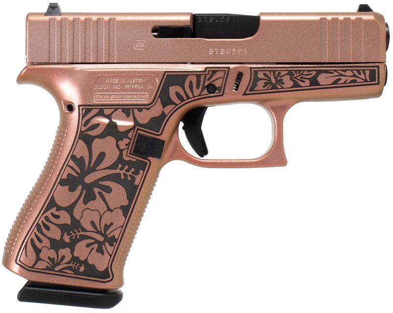 Glock G43 Gen3 Pistol UI4350204NHIBCHIM, 9mm Luger, 3.41in, Chimera w/Hibiscus Cerakote Finish, 6 Rds