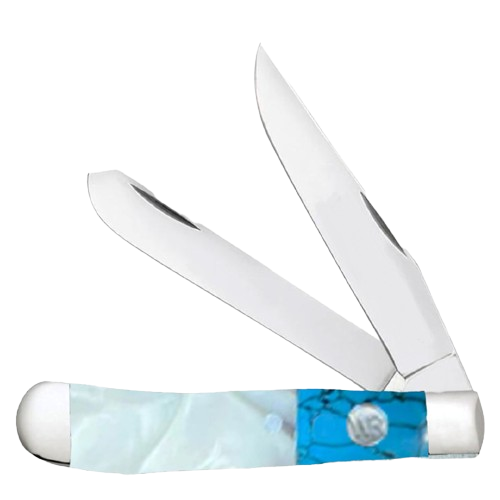 Whiskey Bent Knives Trapper Knife w/Clip Point & Spey Blade, Pearl Agate Handle (WB11-79)