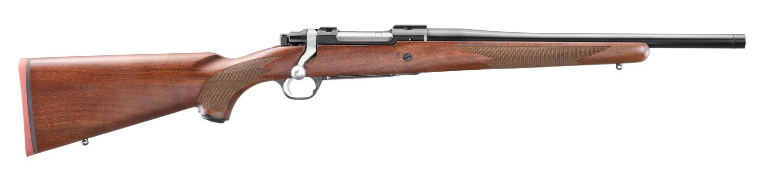 Ruger M77 Hawkeye Hunter Bolt Action Rifle 67100, 308 Winchester, 16.6 in, American Walnut Stock, Blue Satin Threaded Barrel, 4+1