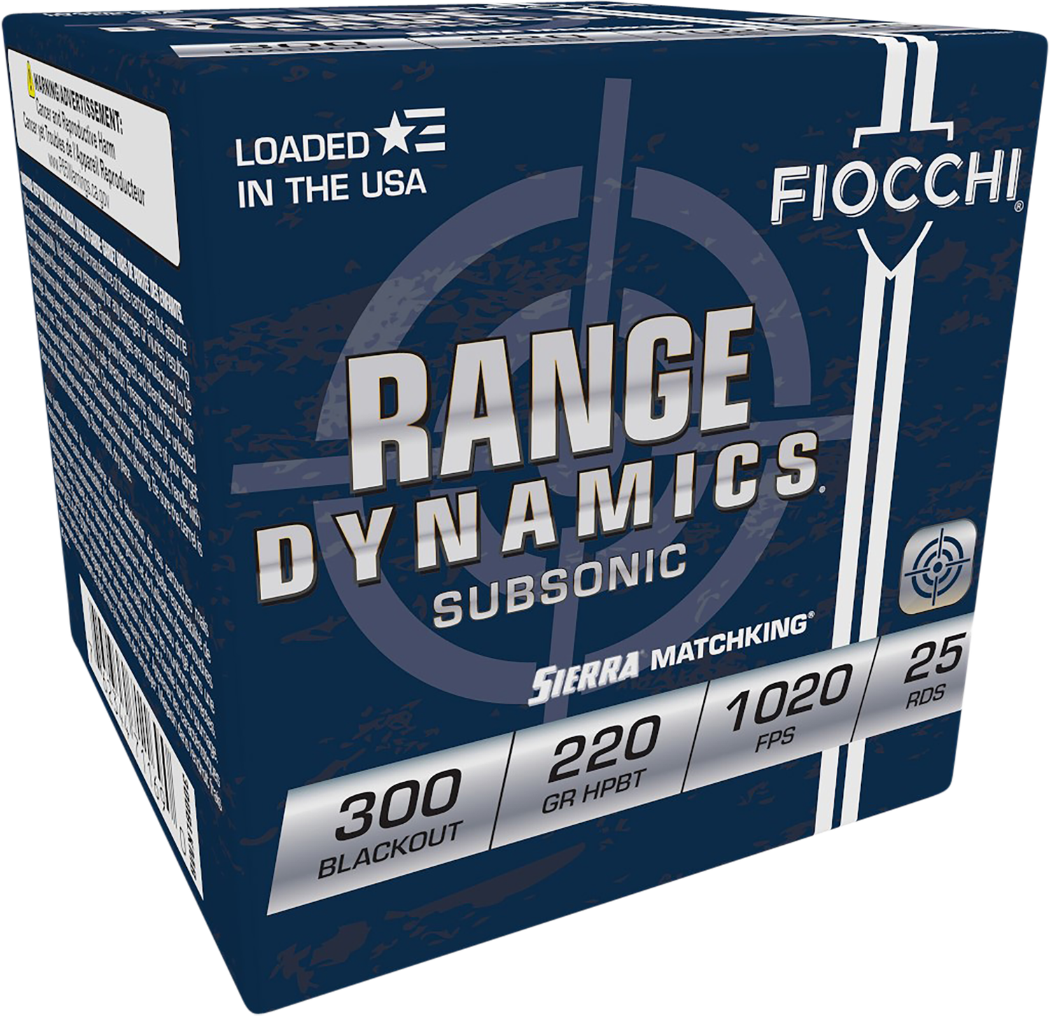 Fiocchi Extrema Sub-Sonic Rifle Ammunition 300BLKMB, 300 AAC Blackout, Sierra Matchking Hollow Point, 220 GR, 1020 fps, 25 Rd/bx
