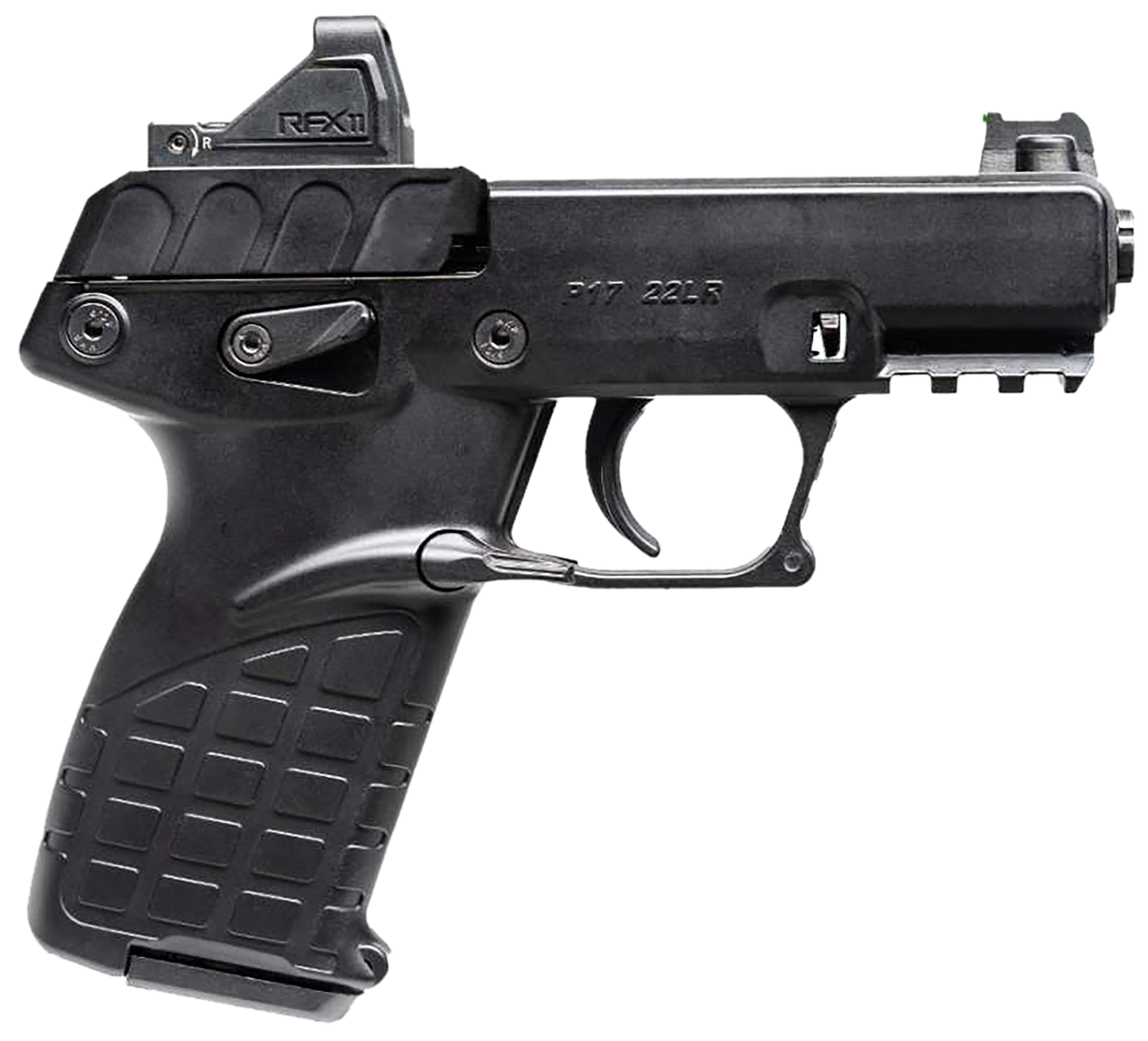 Kel-Tec P17 Pistol P17BBLKOPTIC, 22 LR, 3.80in, Textured Grips, Black Finish, 16 Rds