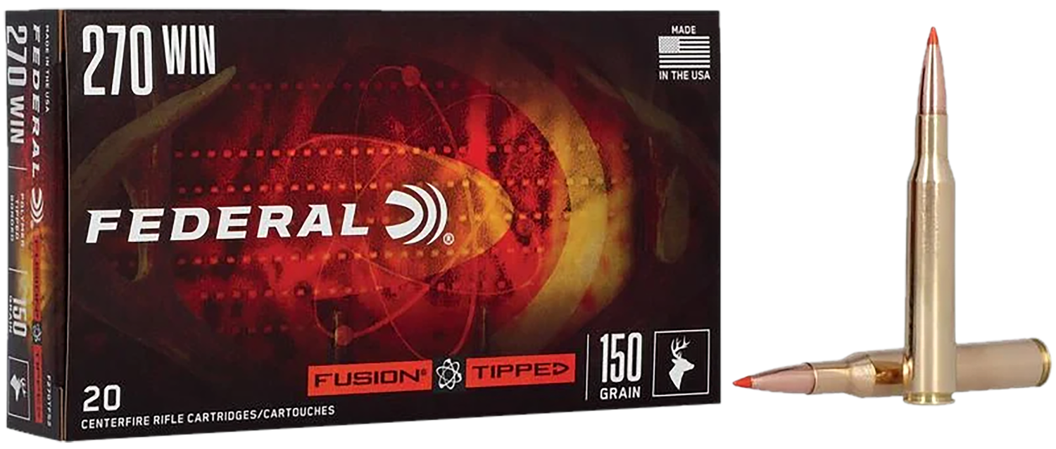 Federal Fusion Rifle Ammunition F270TFS2, 270 Winchester, Bonded Soft Point, 150 GR, 2850 fps, 20 Rd/bx