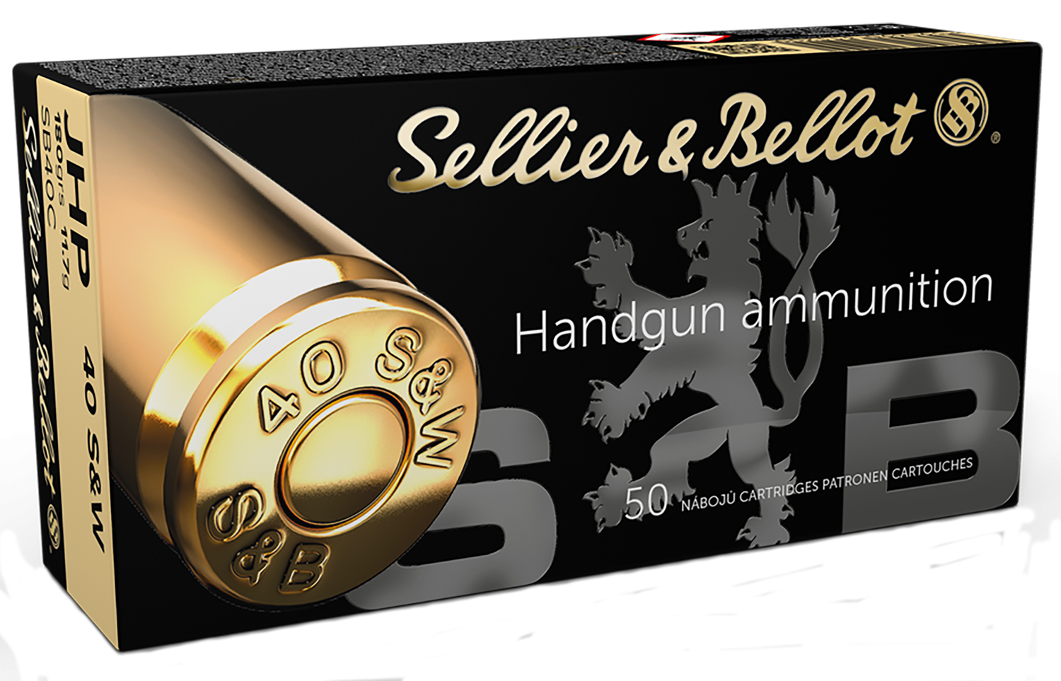 Sellier & Bellot Pistol Ammuntion SB40C, 40 S&W, Jacketed Hollow Point (JHP), 180 GR, 974 fps, 50 Rd/bx