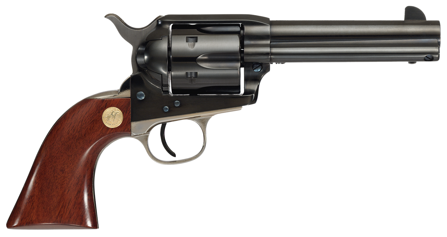 Cimarron Pistoleer Revolver MP400B1401, 357 Mag, 4.75in, Walnut Grips, Steel Frame w/Nickel Backstrap & Triggerguard Finish, 6 Rds
