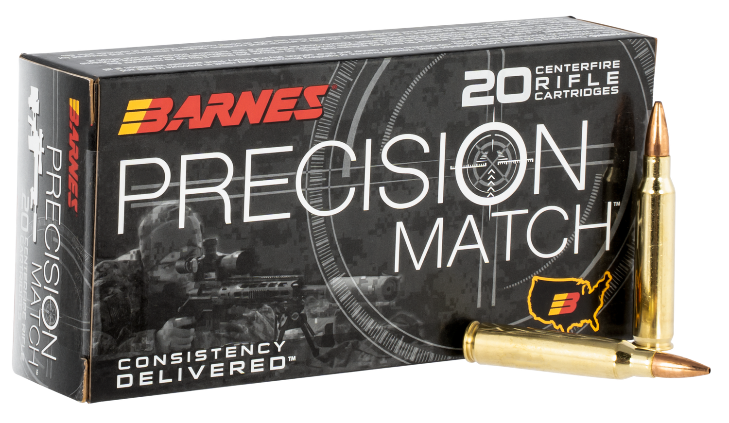 Barnes Precision Match Rifle Ammunition 30848, 223 Remington, Open Tip Match, 85 GR, 20 Rd/Bx