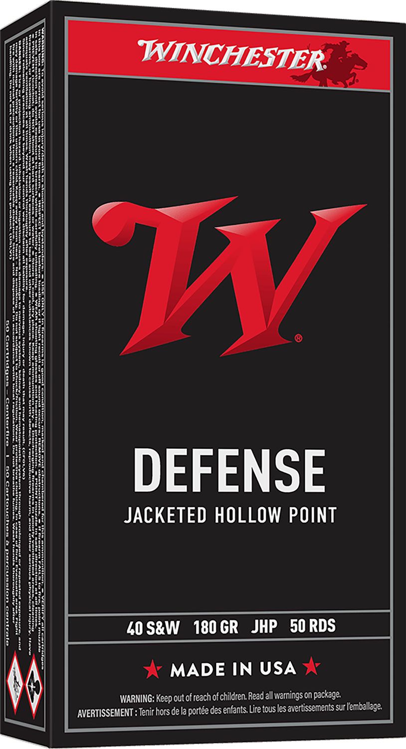 Winchester USA Pistol Ammunition USA40JHP, 40 S&W, Jacketed Hollow Point (JHP), 180 GR, 1010 fps, 50 Rd/bx
