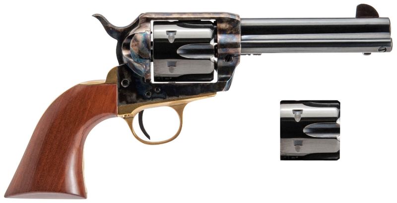Cimarron Pistolero Dual Cylinder Revolver PPP9MMDC, 9mm Luger, 4.75in, Walnut Grips, Steel Frame Finish, 6 Rds
