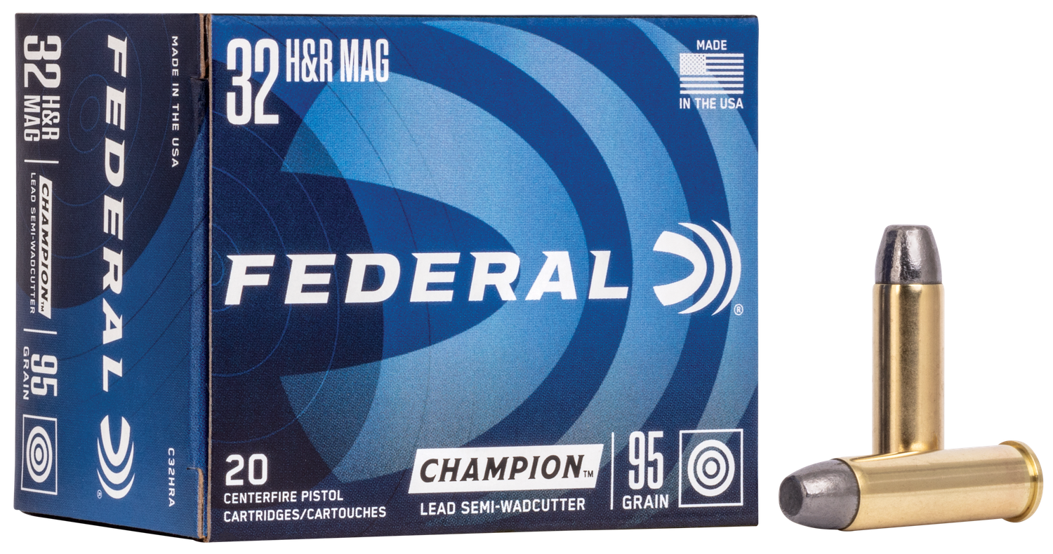 Federal Personal Defense Pistol Ammunition C32HRA, 32 H & R Mag, Lead Semi-Wadcutter, 95 GR, 1030 fps, 20 Rd/bx