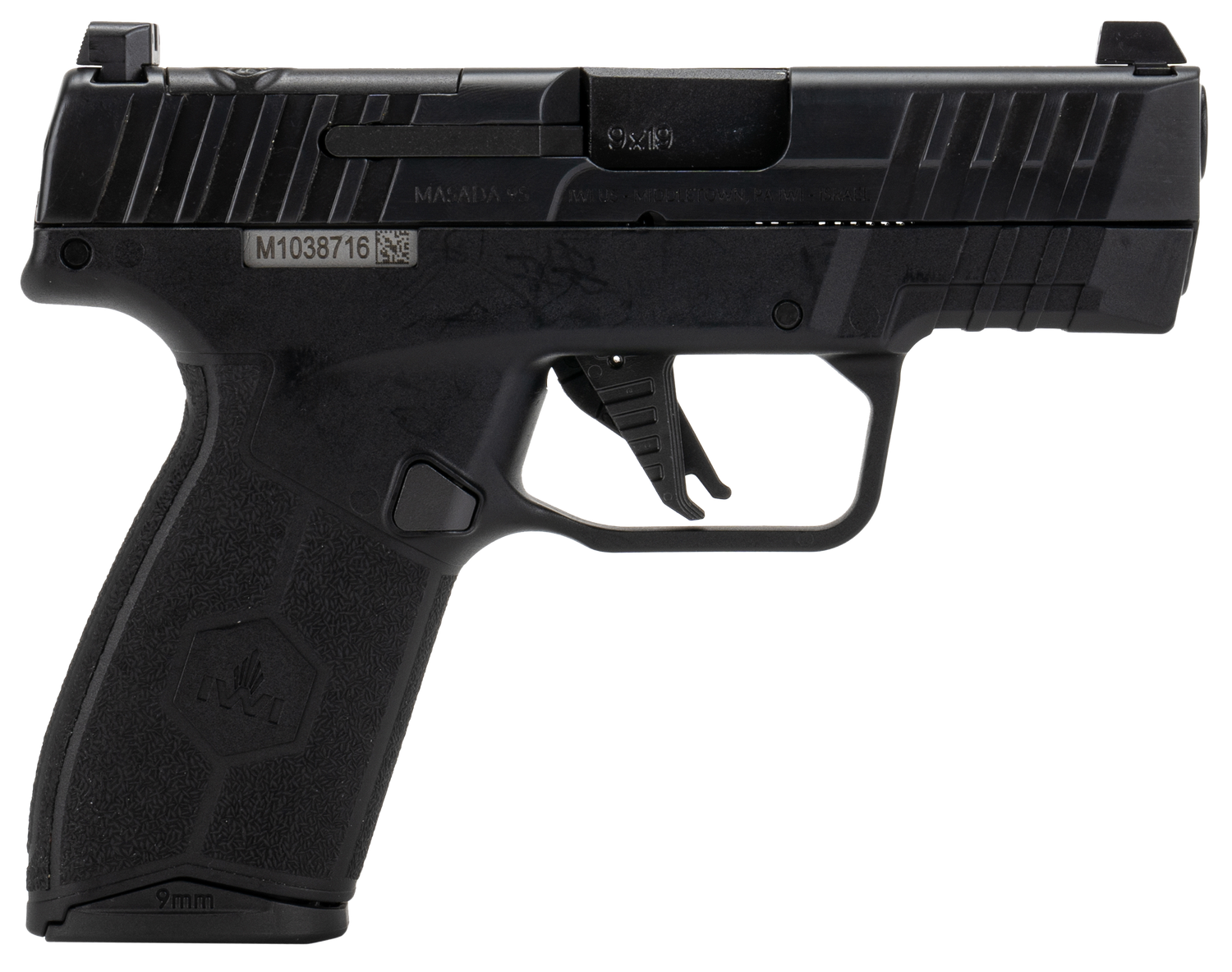 IWI MASADA Slim Elite Optic Ready Pistol M9SLIM13E, 9mm Luger, 3.10in, Black Textured Grips, Black Finish, 13 Rds