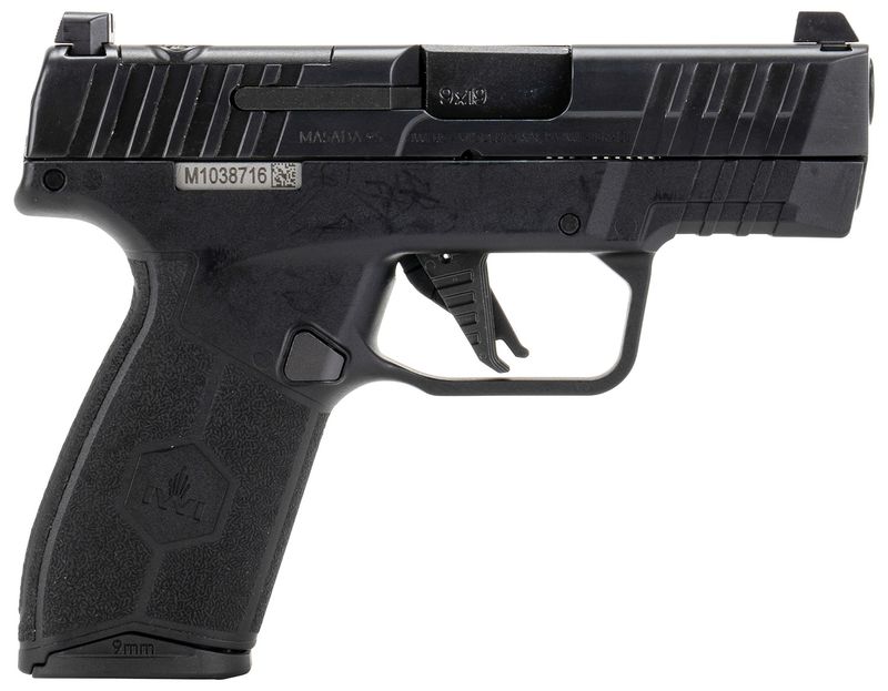 Israeli Weapon Industries MASADA Slim Optic Ready Pistol M9SLIM13, 9mm Luger, 3.40in, Black Textured, Black Finish, 13 Rds