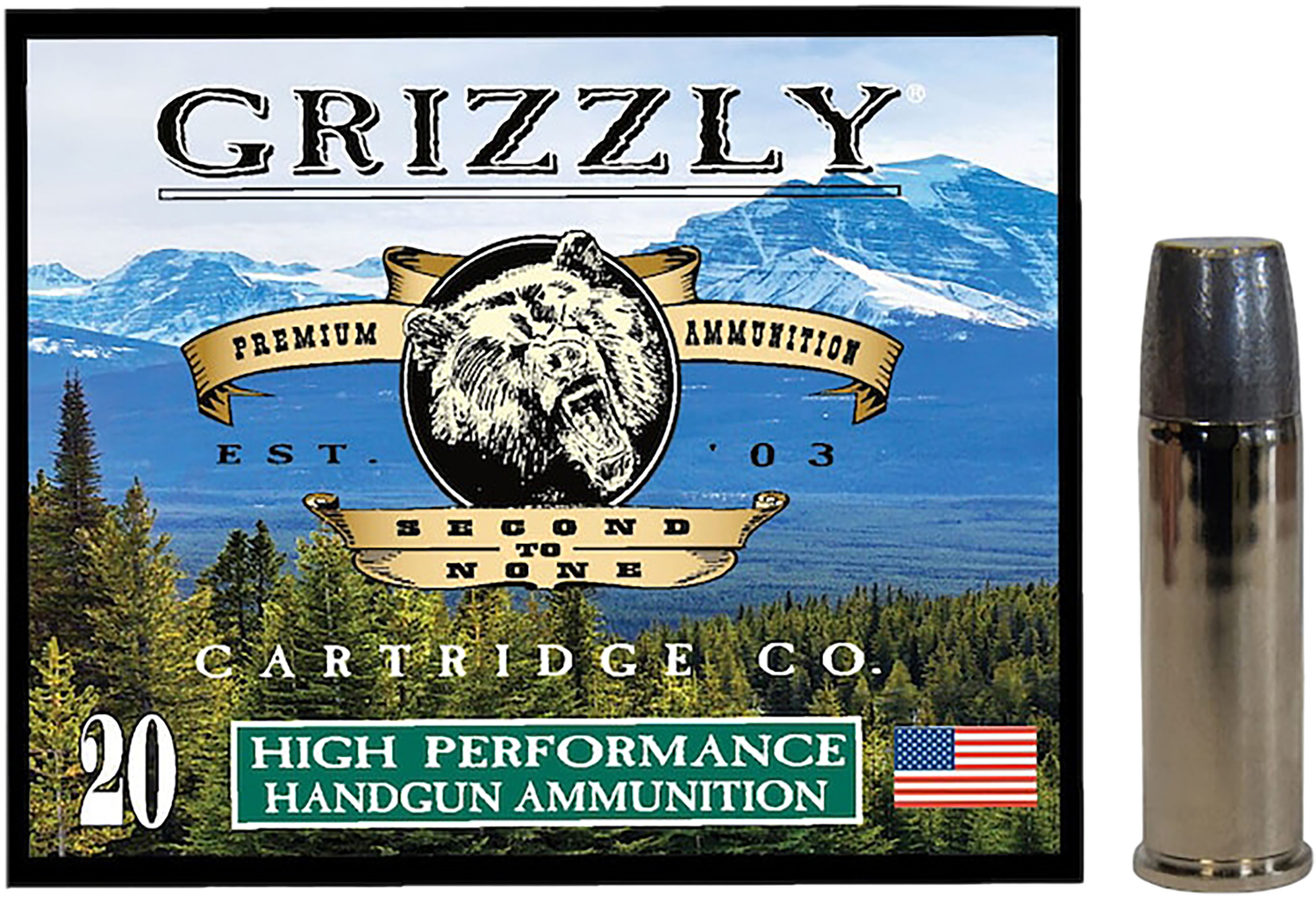 Grizzly Ammunition High Performance Pistol Ammunition GC44M19, 44 Mag, Wide Long Nose Gas Check, 320  GR, 1350  fps, 20 Rd/bx